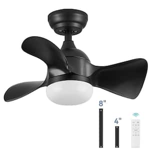 23 in. Indoor/Covered Outdoor Matte Black Downrod 3-Colors Integrated LED Ceiling Fan with Light Kit and Remote Control