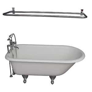 5.6 ft. Cast Iron Roll Top Bathtub Kit in White with Polished Chrome Accessories