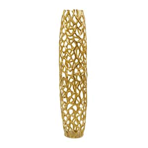 40 in. Gold Aluminum Metal Coral Decorative Vase