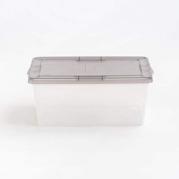 Iris 6.5 Gallon Clear Plastic Storage Boxes with Blue Lid, Pack of 4