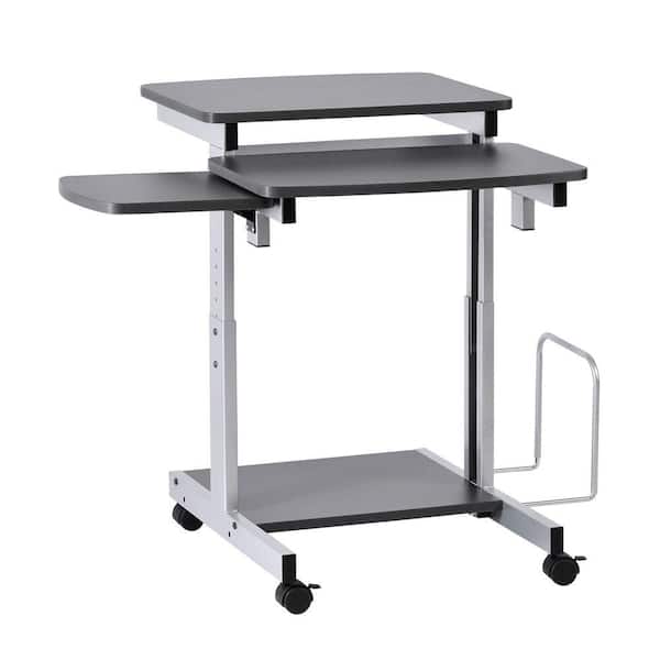 Buddy Products Charcoal and Silver Desk with Shelves