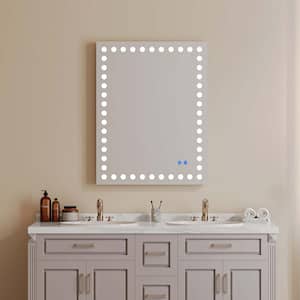 28 in. W x 36 in. H Rectangular Frameless LED Anti Fog Touch Sensor Front Light Wall Bathroom Vanity Mirror in White