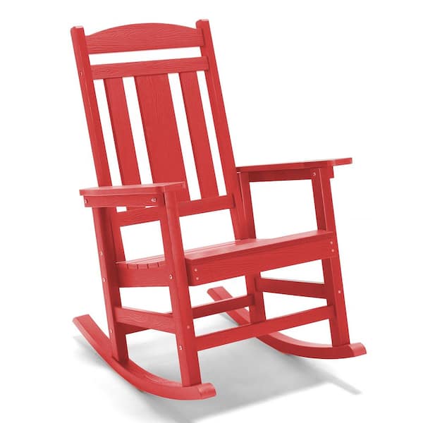LUE BONA All Weather Resistant  Red Outdoor Indoor Plastic Patio Outdoor Rocking Chair