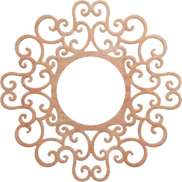 Ekena Millwork 24 in. x 24 in. x 1/4 in. Reims Wood Fretwork Pierced Ceiling Medallion, Cherry