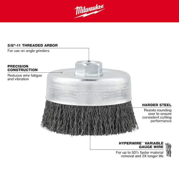 Milwaukee 3 in. Carbon Steel Crimped Wire Cup Brush 48-52-5060