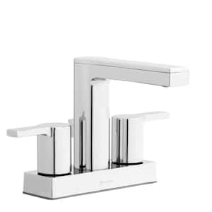 Modern Contemporary 4 in. Centerset 2-Handle Low-Arc Bathroom Faucet in Chrome