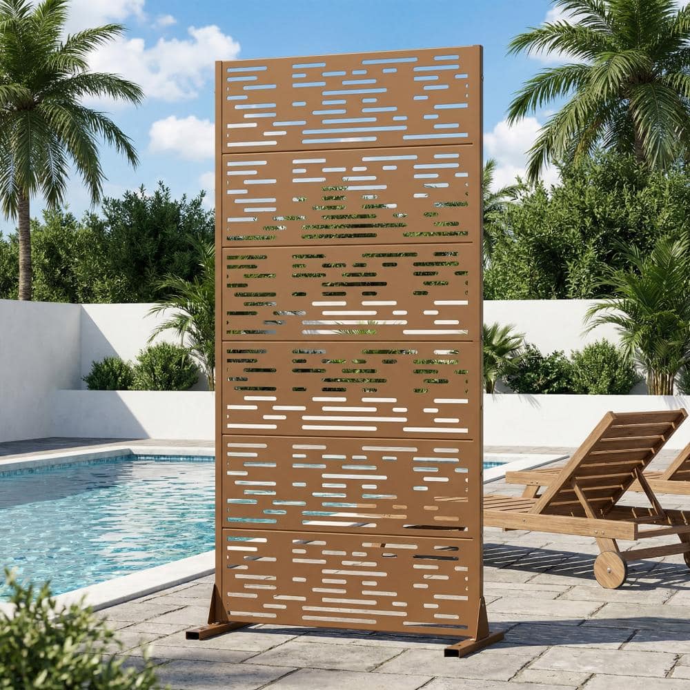 70 in. W x 72 in. H Brown Galvanized Steel No Dig Horizontal Strip Cut Outdoor Privacy Screen (2-Pack) price history on PriceWatchPro