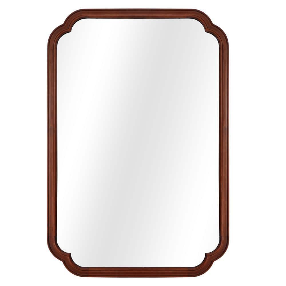 WallBeyond 24 in. W x 36 in. H Medium Dark Walnut Wood Finish Wall Mirror - French Country Natural Pine 343302-WL