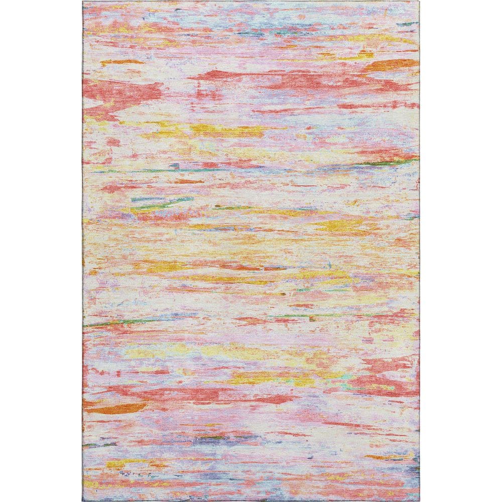 Mayfield Premium Machine Washable Abstract AMF1985 Coral 3 ft. x 5 ft. Area Rug price history on PriceWatchPro