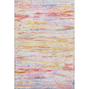 Mayfield Premium Machine Washable Abstract AMF1985 Coral 9 ft. x 12 ft. Area Rug