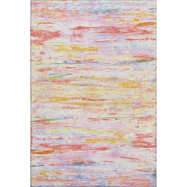 Mayfield Premium Machine Washable Abstract AMF1985 Coral 9 ft. x 12 ft. Area Rug