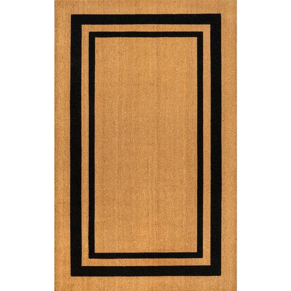 Peater Classic Casual Commerical Natural Coir Natural/Black Border 3 ft. x 4 ft. Indoor/Outdoor Area Rug