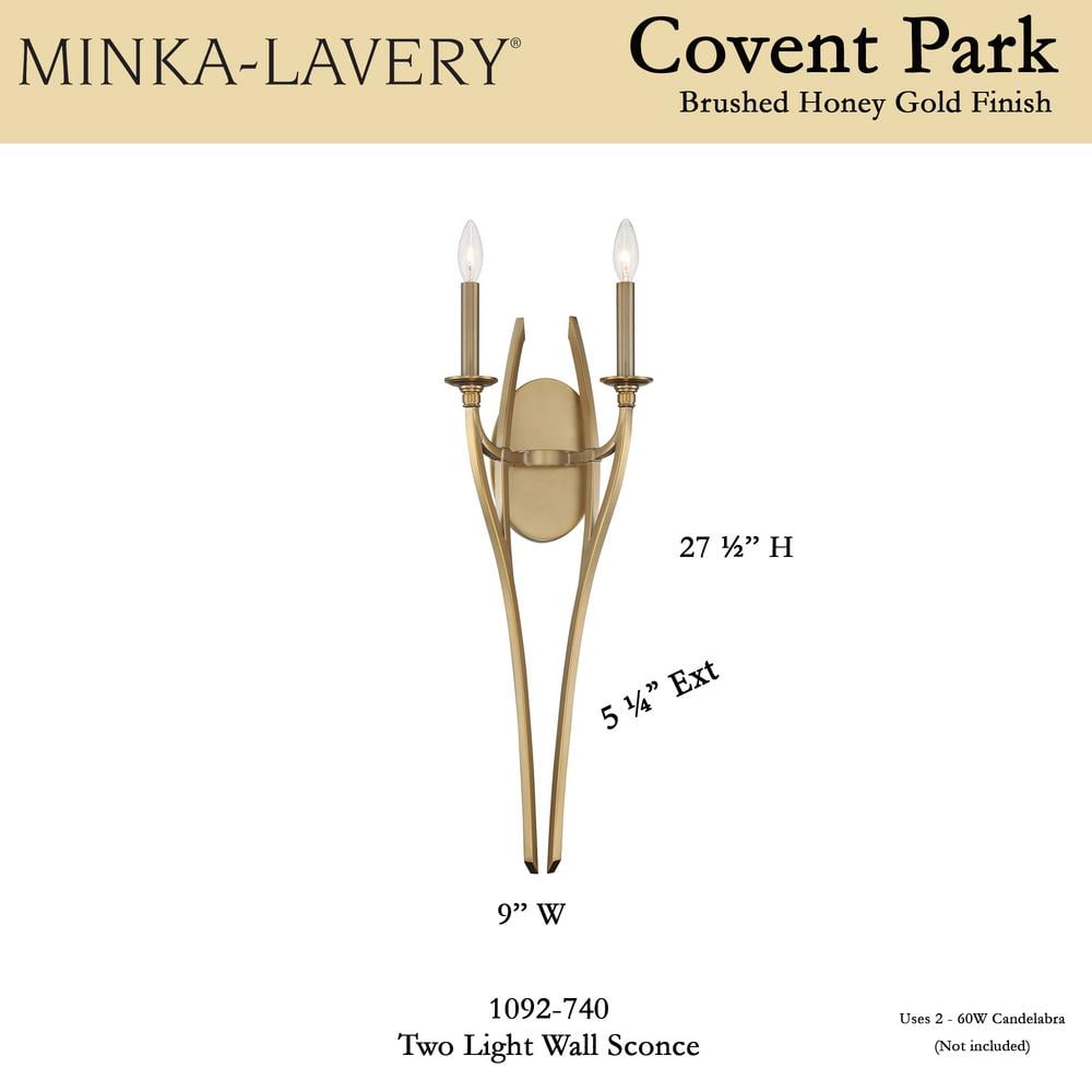 Covent Park 28" Honey Gold 2-Light Wall Sconce