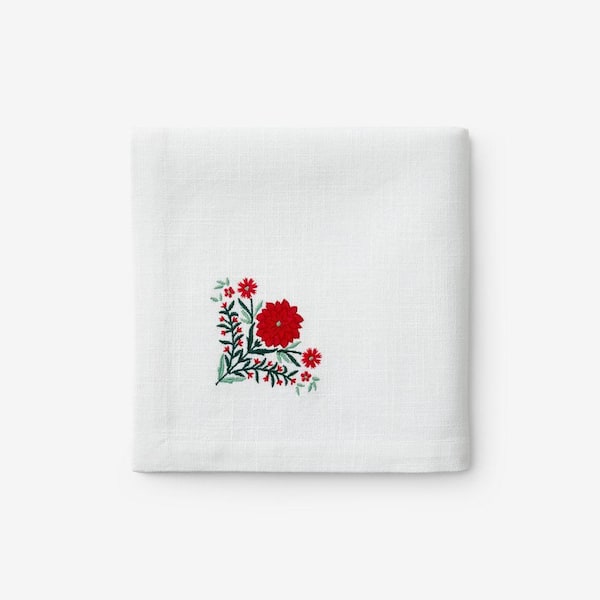 Company Cotton Embroidered Novelty 19 in. W x 19 in. H Red Cotton Napkins Set of 4