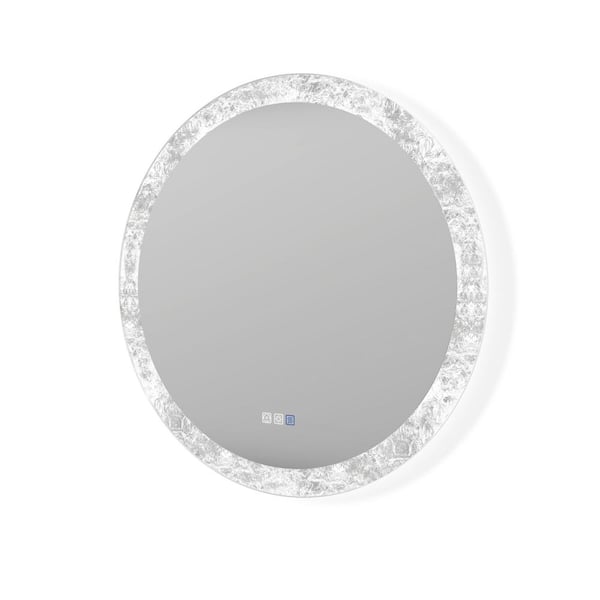 36 in. W x 36 in. H Round Frameless Wall LED Bathroom Vanity Mirror with Anti-Fog in Green