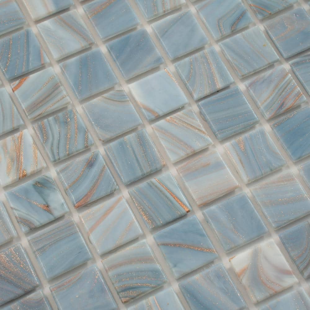 Manatee Blue 12" x 12" Glossy Glass Mosaic Tile
