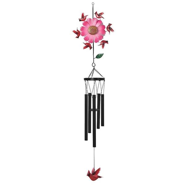 41 in. Long Flower with Red Cardinal Wind chime