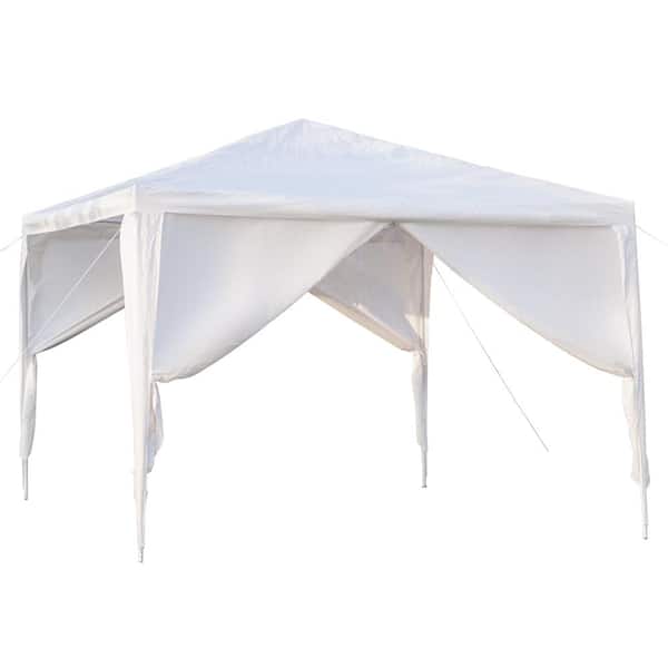 Karl home 10 ft. x 10 ft. White Party Wedding Tent Canopy 4 Sidewall