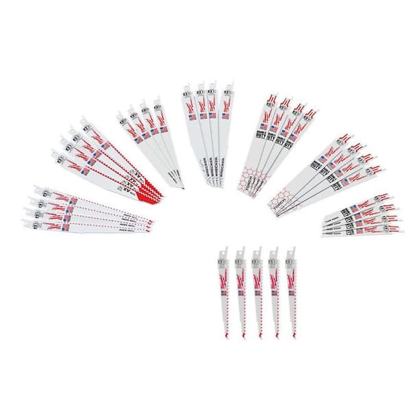 Milwaukee SAWZALL Nail-Embedded Wood & Metal Cutting Bi-Metal Reciprocating Saw Blades 5 TPI (32-Piece) w/ 5 Wood Cutting Blades