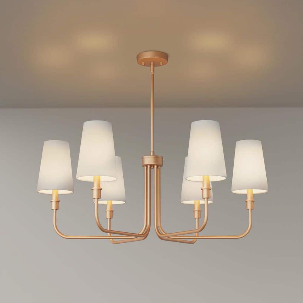 YANSUN 33 in. 6-Light Gold Farmhouse Chandelier, Dining Room