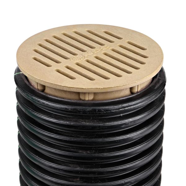 DG6RFB - 6 inch Plastic Round Flat Drainage Grate - Black