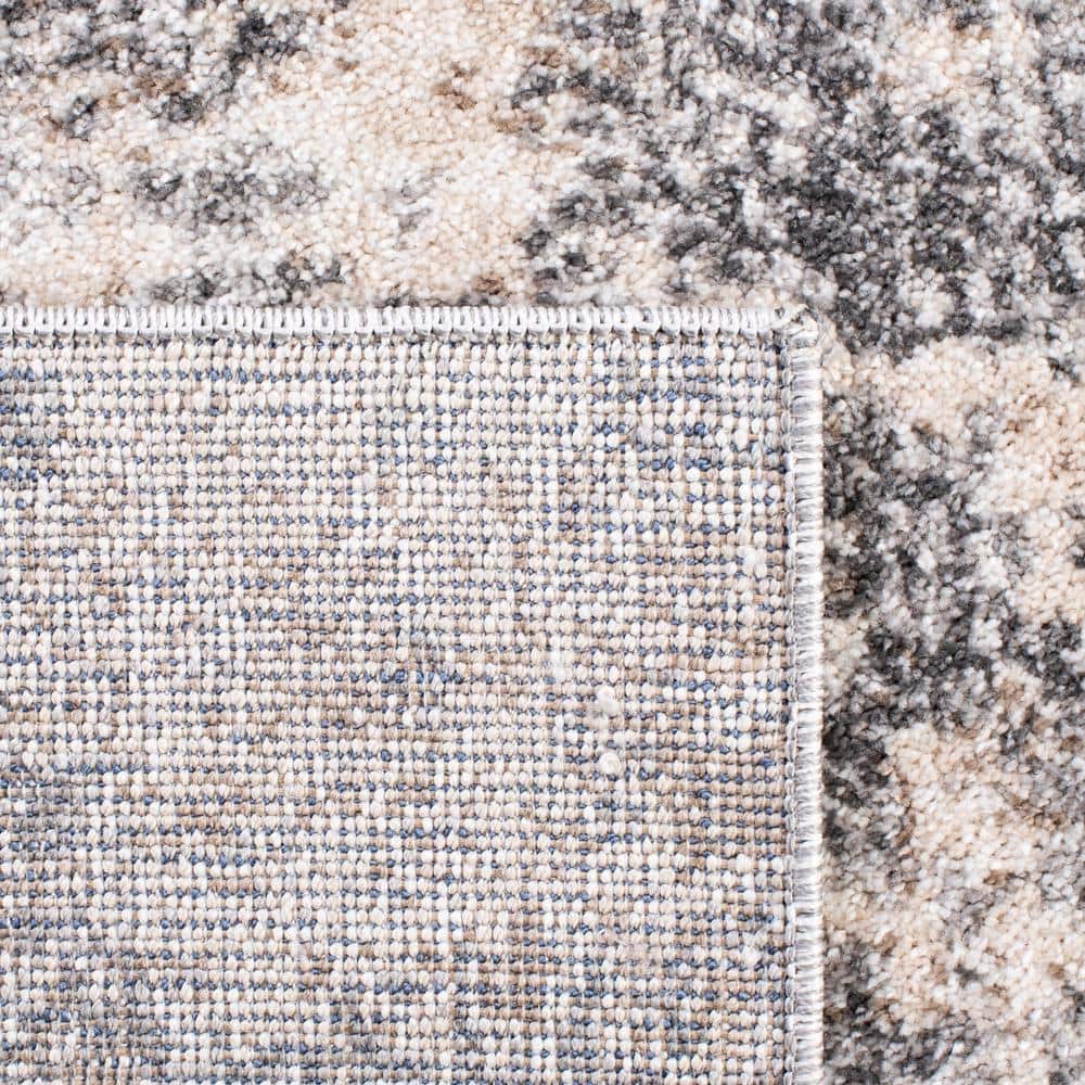 Abstract Elegance Light Grey Synthetic 2' x 8' Hand-Knotted Rug