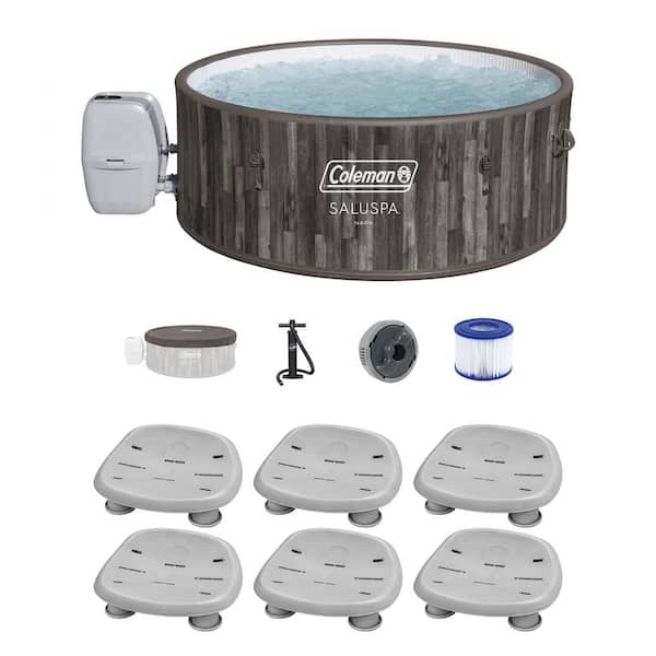 Bestway 180 bubbling warm jets Napa 7-Person AirJet Inflatable Hot Tub with 6 Pack of SaluSpa Spa Seat