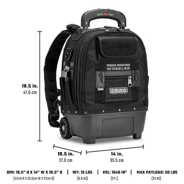 VETO PRO PAC 14 in. Blackout Small Wheeled Backpack VPP10873 - The