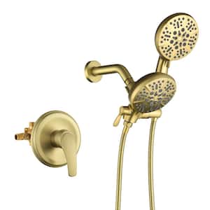 Viki Single-Handle 5 Spray Settings High Pressure Shower Faucet with hand shower in Brushed Gold (Valve Included)