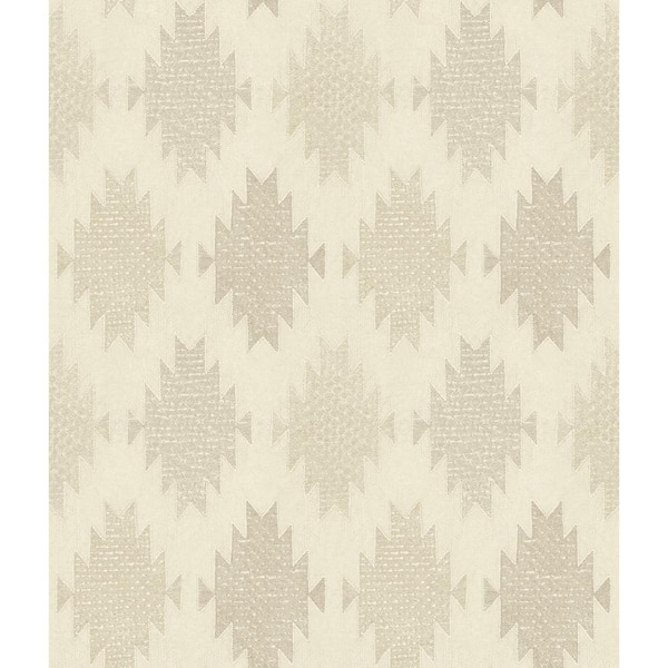 Chesapeake 8 in. W x 10 in. L Brown Stitched Heirloom Khaki Wallpaper Sample