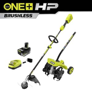 ONE+ HP 18V Brushless 15 in. Attachment Capable String Trimmer and Tiller Attachment with 6.0 Ah Battery and Charger