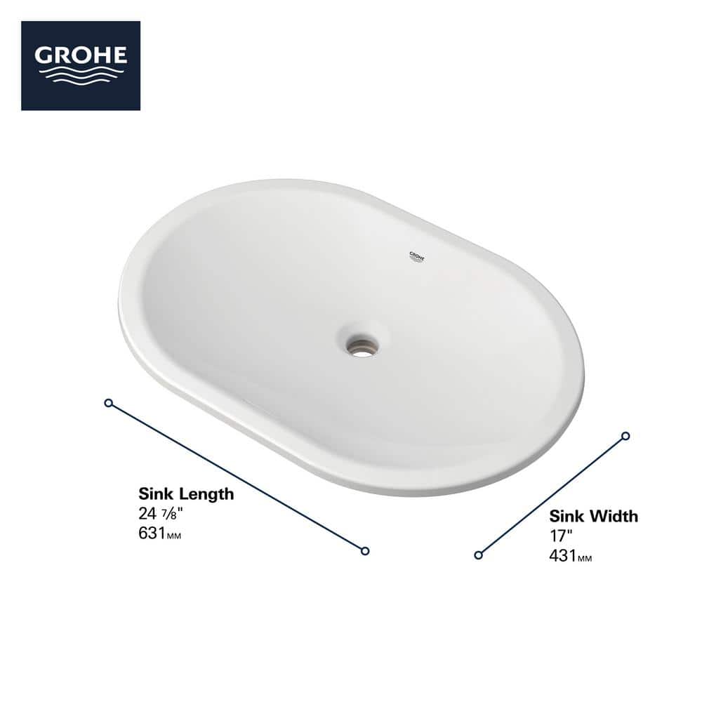 Essence Alpine White Oval Ceramic Undermount Bathroom Sink