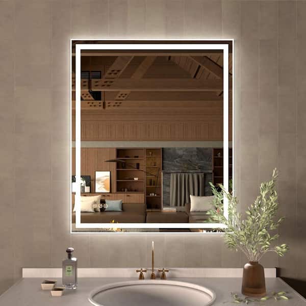30 in. W x 36 in. H Rectangular Frameless LED Wall Bathroom Vanity Mirror