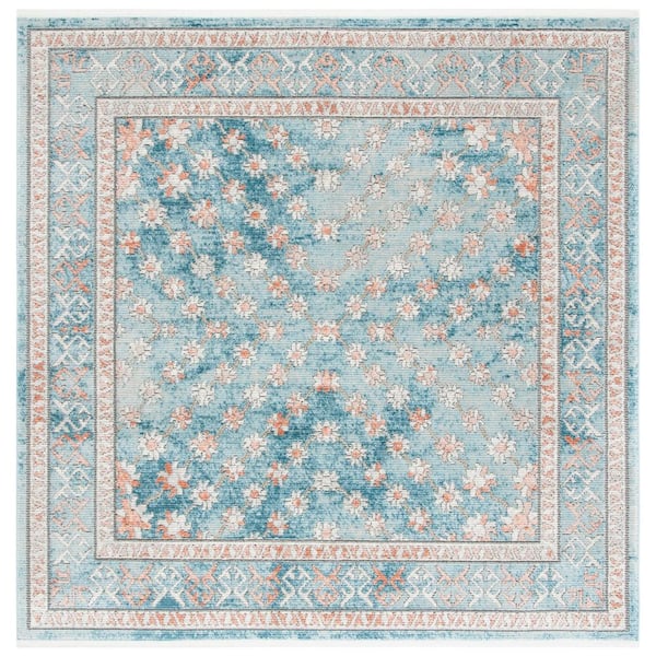 SAFAVIEH Shivan Blue/Rose 7 ft. x 7 ft. Vintage Medallion Square Area Rug