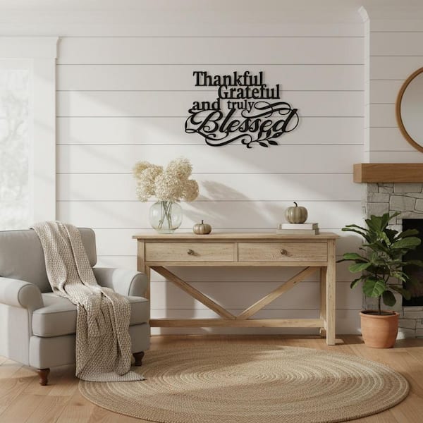 Jefferson 〇Bi1073 grateful Decor Wall Sign Blessed Grateful Thankful black in. 14 x in. 9.32 壁掛け フレーム コレクション