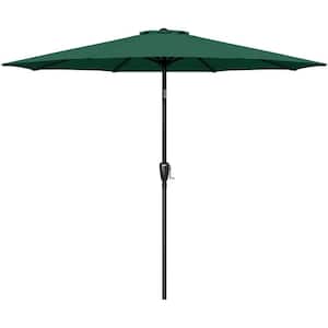 9 ft. Round Outdoor Market Patio Umbrella with Crank and Push Button Tilt in Green