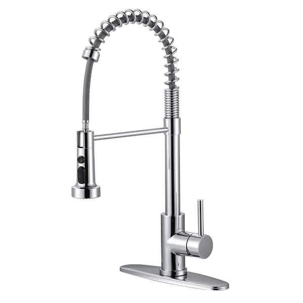 ALEASHA Single Handle Pull Down Sprayer Kitchen Faucet in Chrome