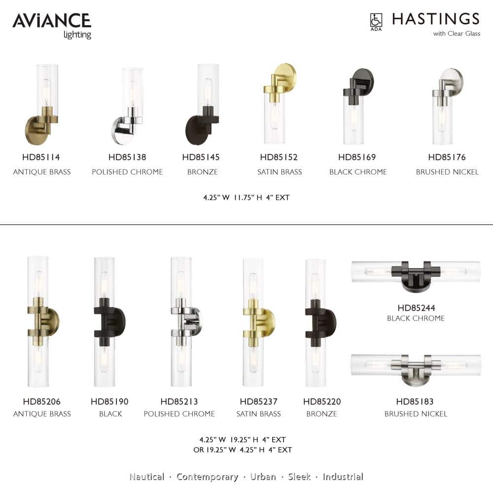 Ludlow Brushed Nickel 1-Light ADA Compliant Sconce with Clear Glass Shade