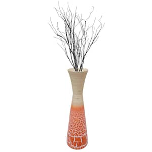 Bamboo Floor Vase Hourglass Design for Dining Living Room Entryway Decor Fill It with Branches or Flowers Orange