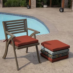 Red Stripe Outdoor Patio Garden Dining Back Chair Seat Cushion 3" Thickness 