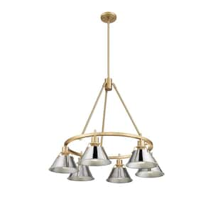 Orwell 6-Light Brushed Champagne Bronze and Chrome Chandelier