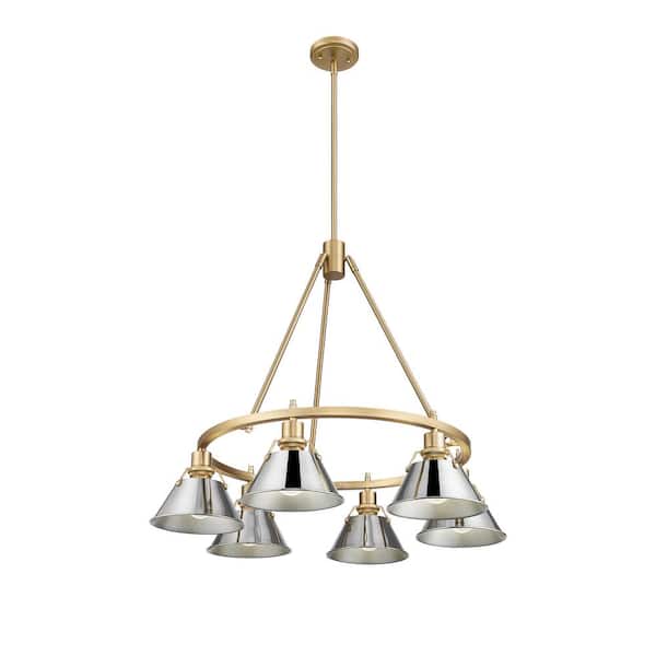 Golden Lighting Orwell 6-Light Brushed Champagne Bronze and Chrome Chandelier