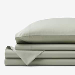 Company Cotton Wrinkle-Free 4-Piece Laurel Green Sateen King Sheet Set