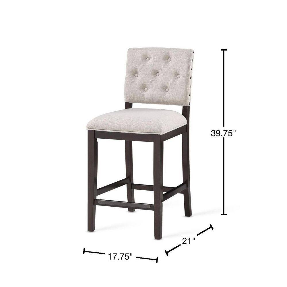 Lynwood Transitional Cream & Walnut Wood Counter Stool, 26-inch