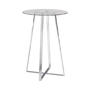 42 in. H Round Clear and Chrome Glass Top Bar Table with Metal Frame (Seats 2)