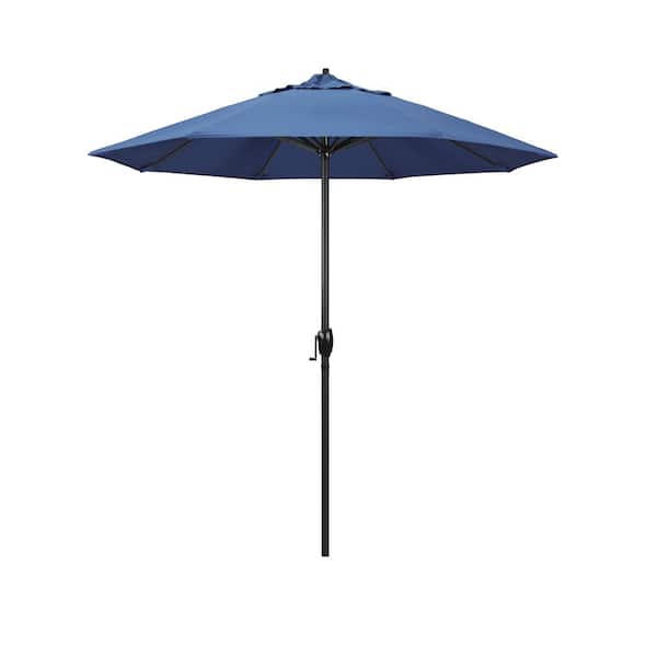 California Umbrella 7.5 ft. Black Aluminum Market Patio Umbrella Auto Tilt in Capri Pacifica