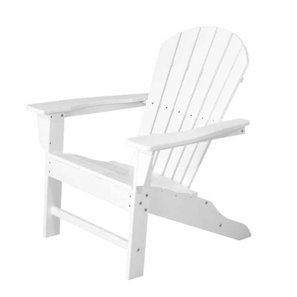POLYWOOD South Beach White Plastic Patio Adirondack Chair