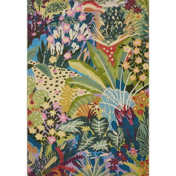 Botanical Multi 2 ft. 5 in.  x 7 ft. 8 in.  Indoor/Outdoor Runner Rug