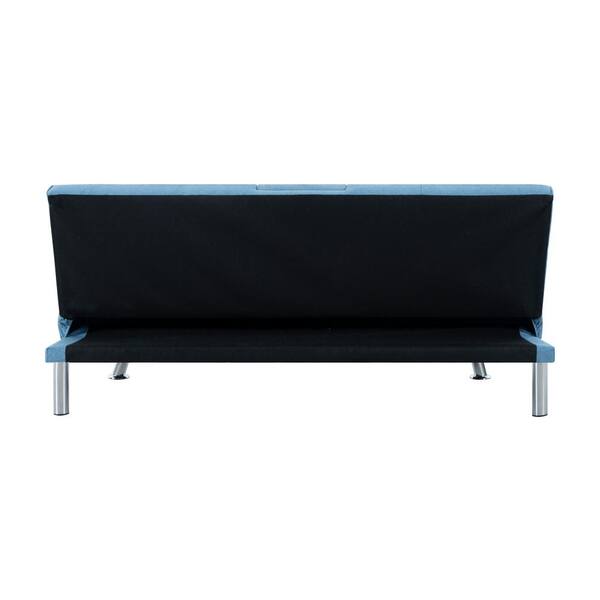 HOMESTOCK Robin Egg Blue, Faux Leather Futon Couch with