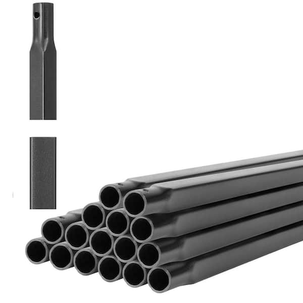 16 Pack 44 in. Carbon Steel Stair Balusters 0.5 in. Indoor Square Metal Spindles Pre-Drilled Matte Black Deck Railing
